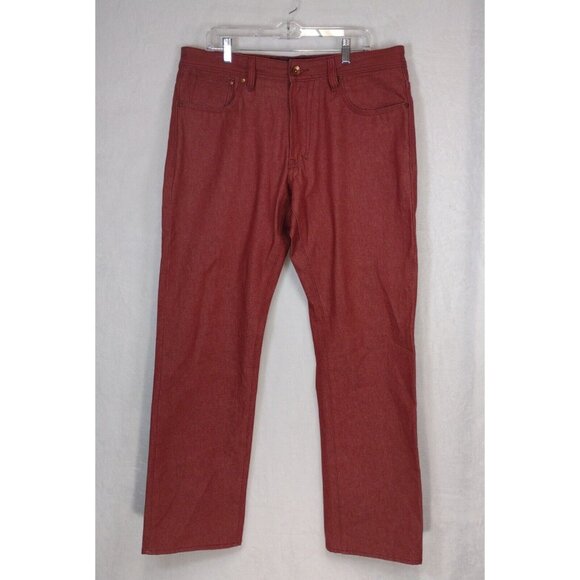 Akoo Other - AKOO Mens Red Denim Jeans Straight Leg 36in X 33in Embroidered Pockets
